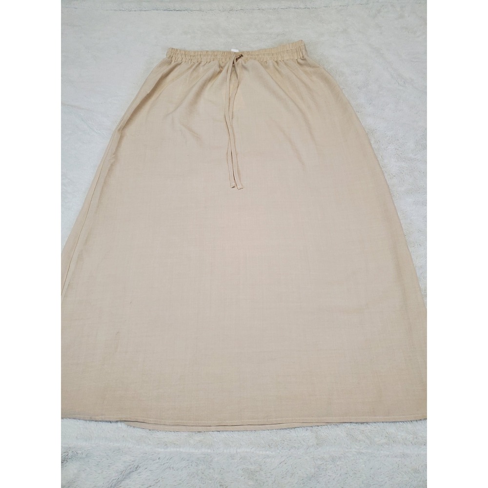 NWT Halara Cream Elastic High Waist Midi Skirt Large Lagenlook Casual Basic